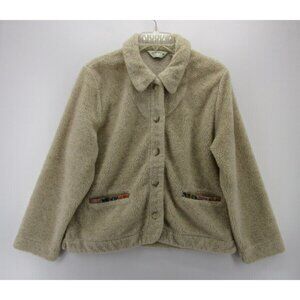 Orvis Jacket Medium Plush Fleece Fuzzy Outdoor Pockets Button Down